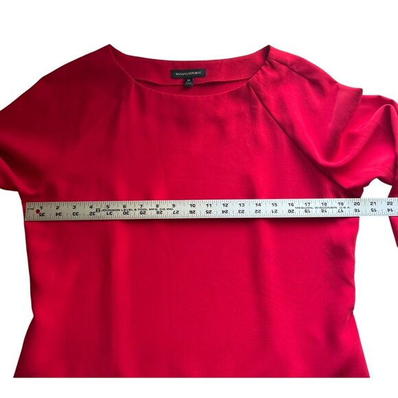 Banana Republic Red Fitted Long Sleeve Tunic Top Size Medium Occasion Office - Picture 6 of 7
